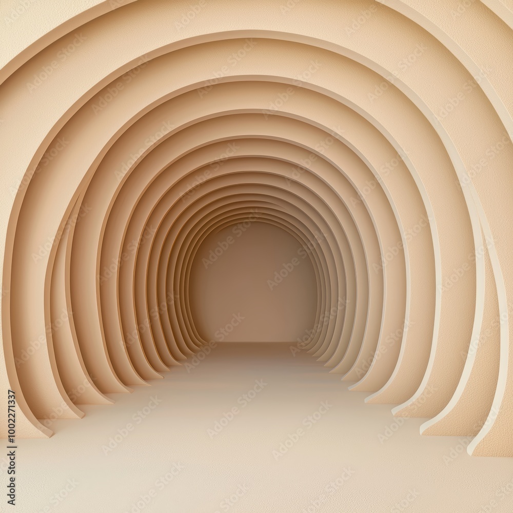 Fototapeta premium Abstract Tunnel with Circular Curves and Soft Light