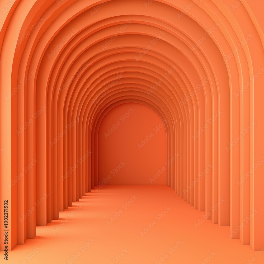 Fototapeta premium Abstract Orange Archway Design for Minimalist Style