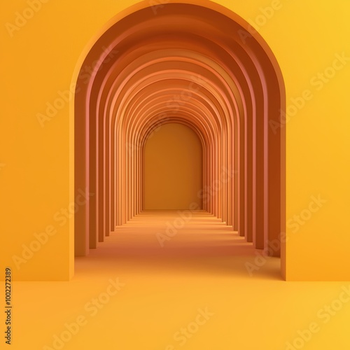 Bright Yellow Archway in Minimalist Architectural Design