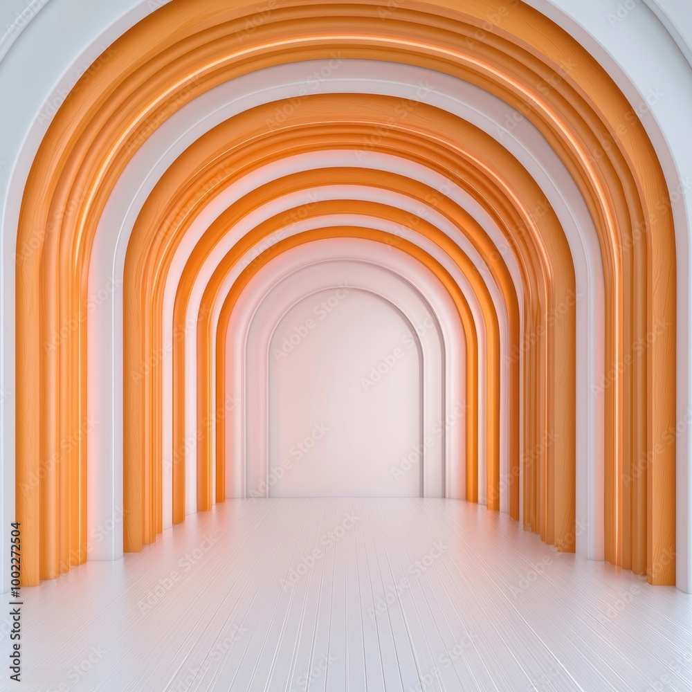 Fototapeta premium Modern Archway with Orange Curved Design