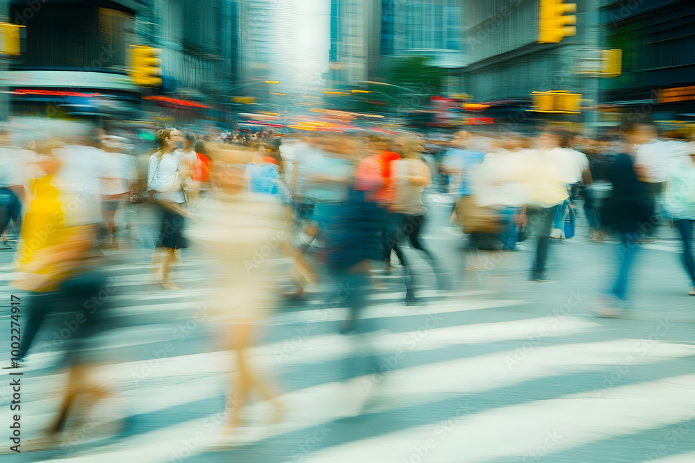 Obraz premium Abstract Blurred Cityscape with Crosswalk, Photo