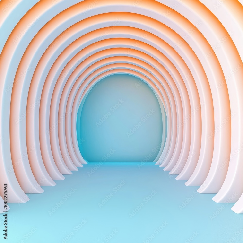 Fototapeta premium Futuristic abstract archway in soft pastel tones