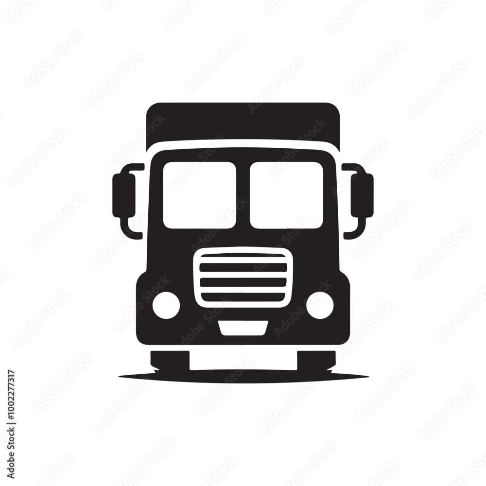 Minimalist Semi Truck Front View Silhouette: A Sleek Black Outline Ideal for Use in Transport Graphics, Branding, and Illustrative Designs Minimalist Semi Truck Front View Silhouette: A Sleek Black Outline Ideal for Use in Transport Graphics, Branding, and Illustrative Designs