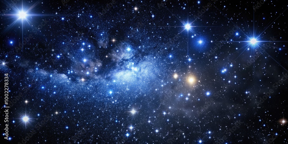 Starry night sky filled with bright and distant stars. Starry night sky filled with bright and distant stars.