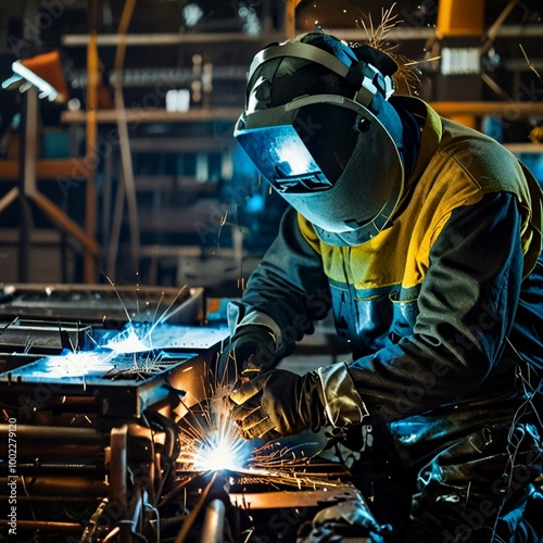 Worker work on welding industries