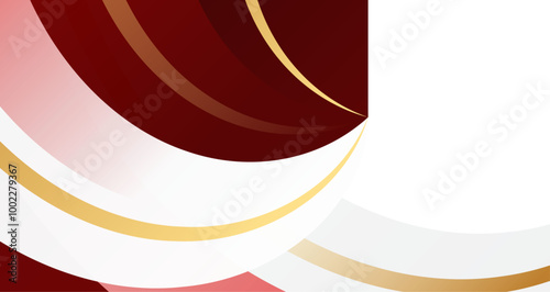 Modern abstract design featuring dynamic red, white, and gold diagonal lines