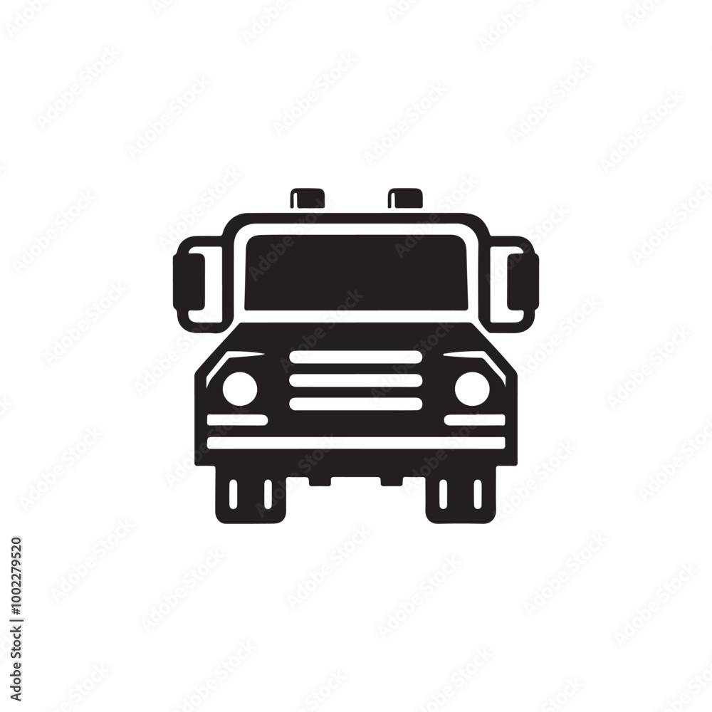 Striking Truck Lorry Silhouette Icon: A Bold Black Design on Clean White Background, Perfect for Use in Freight Branding and Transportation Marketing