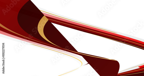 Modern abstract design featuring dynamic red, white, and gold diagonal lines