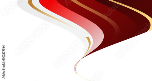 Modern abstract design featuring dynamic red, white, and gold diagonal lines