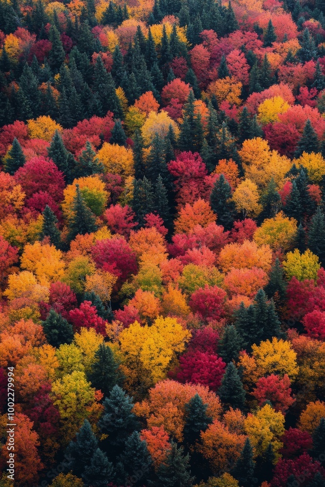 Vibrant autumn foliage fills the forest landscape with colors in the mountains during fall Vibrant autumn foliage fills the forest landscape with colors in the mountains during fall