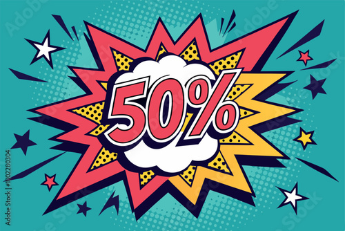 50% boom comic pop art explosion