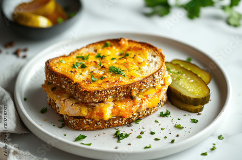 Vibrant Tuna Melt with Cheesy Crust and Pickles for Delicious Meals