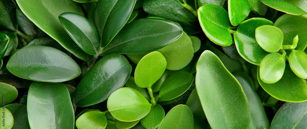 Fototapeta premium Tropical green leaves texture and abstract foliage with natural background. Tropical leaf nature concept.