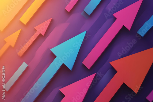 Abstract 3D Arrows Background - Purple, Blue, Pink, Orange