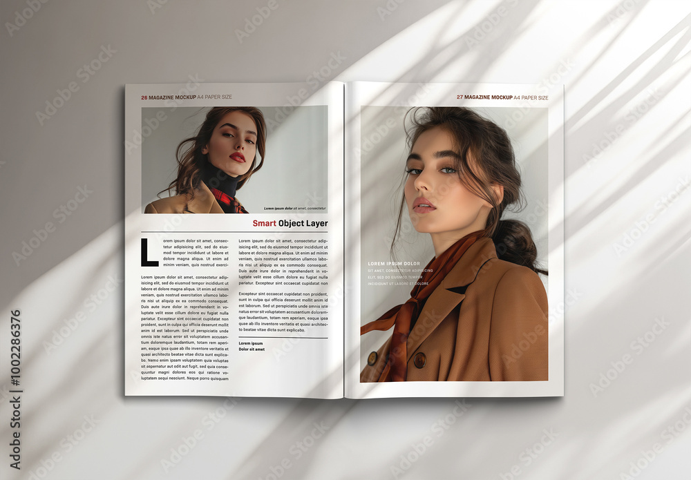 Isolated Open Magazine Mockup with Soft Shadows Stock Template | Adobe ...