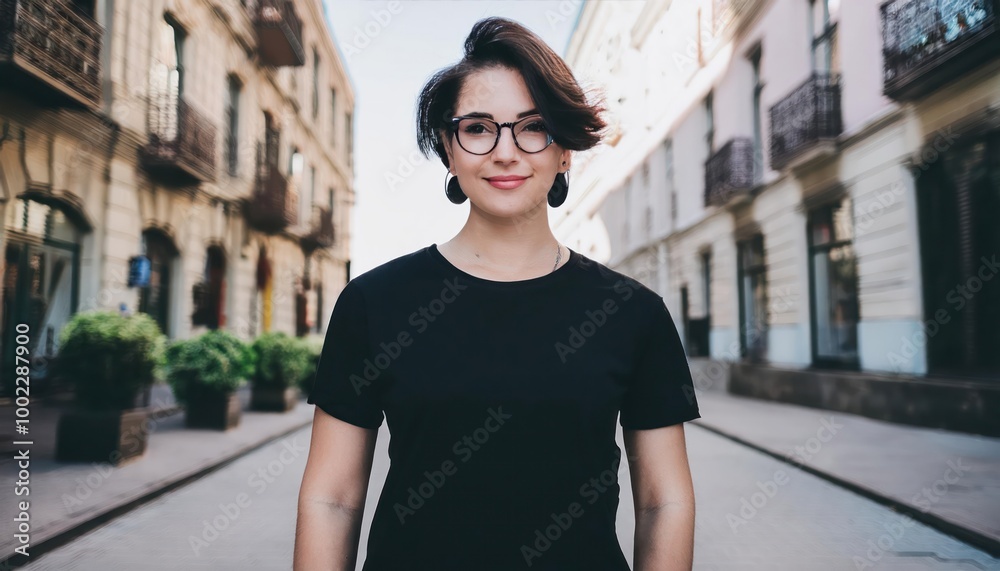 Young Model Shirt Mockup, Boy wearing black t-shirt on street in daylight, Shirt Mockup Temp Young Model Shirt Mockup, Boy wearing black t-shirt on street in daylight, Shirt Mockup Temp