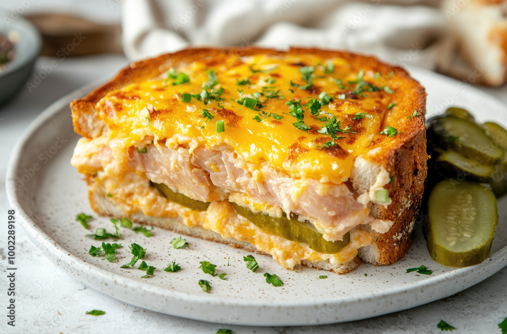 Vibrant Tuna Melt with Cheesy Crust and Pickles for a Satisfying Meal Vibrant Tuna Melt with Cheesy Crust and Pickles for a Satisfying Meal