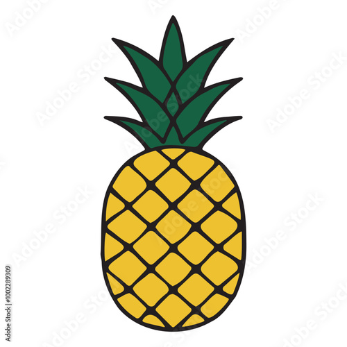 Pineapple icon vector art silhouette illustration.