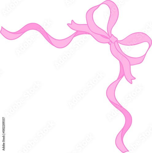 retro coquettte Pink ribbon bow border corner