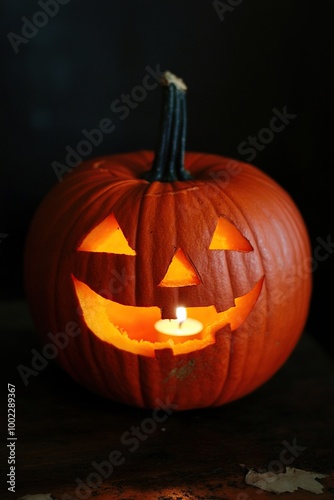 Halloween pumpkin with candle inside