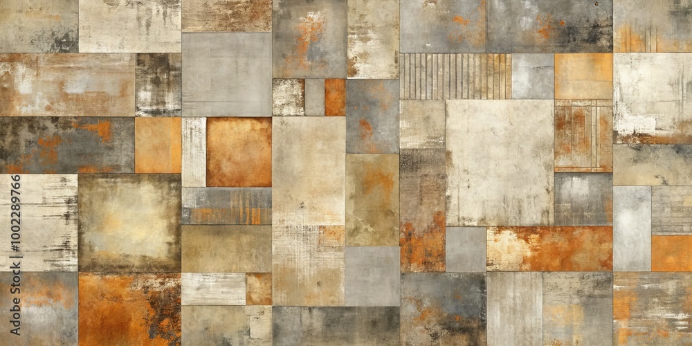 Abstract Geometric Tile Pattern A Mosaic of Earthy Hues and Textures Abstract Geometric Tile Pattern A Mosaic of Earthy Hues and Textures
