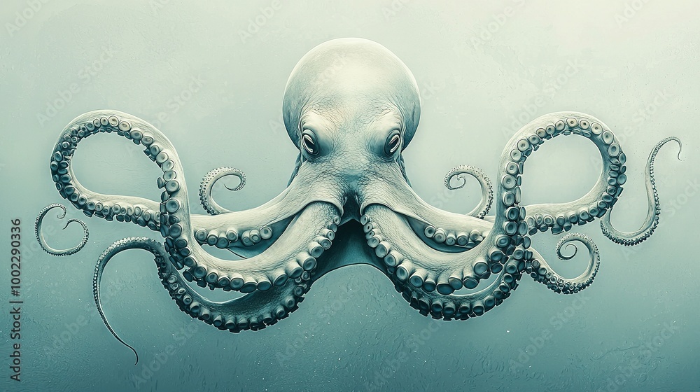 Obraz premium An octopus floats in the water, appearing as if it has been severed from the ocean floor