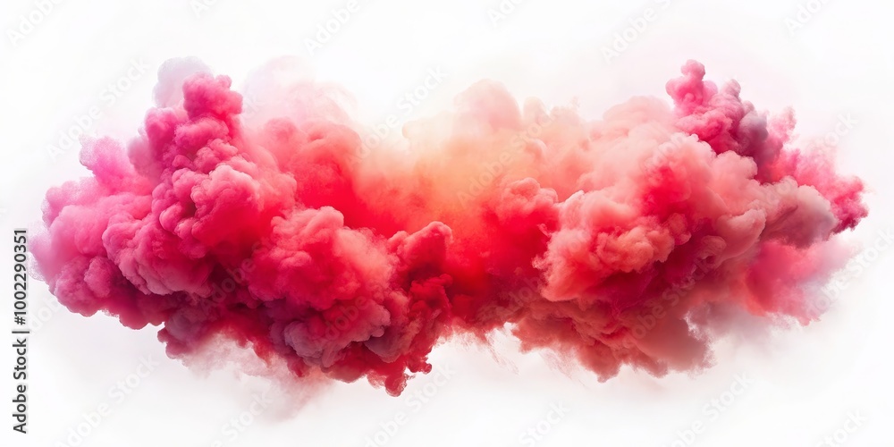 Fototapeta premium Abstract Pink and Orange Cloud-Like Formation Against White Background