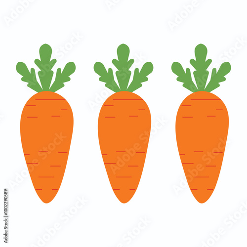 A simple vector illustration of a orange green carrot flat design icon