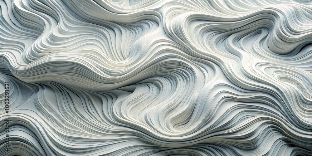 Fototapeta premium Abstract White Wave Pattern A 3D Rendered Study of Curving Lines and Minimalist Design