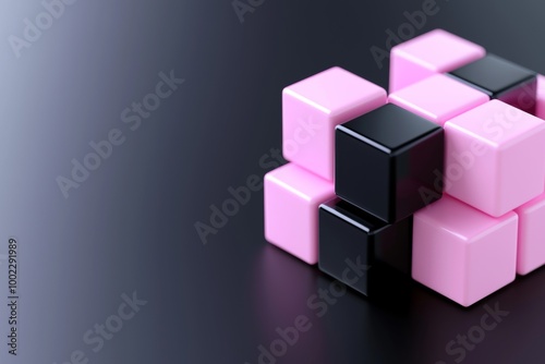 Geometric shapes rendered in 3D. Cube design. Modern poster cover, cover, brand, banner, and placard background.