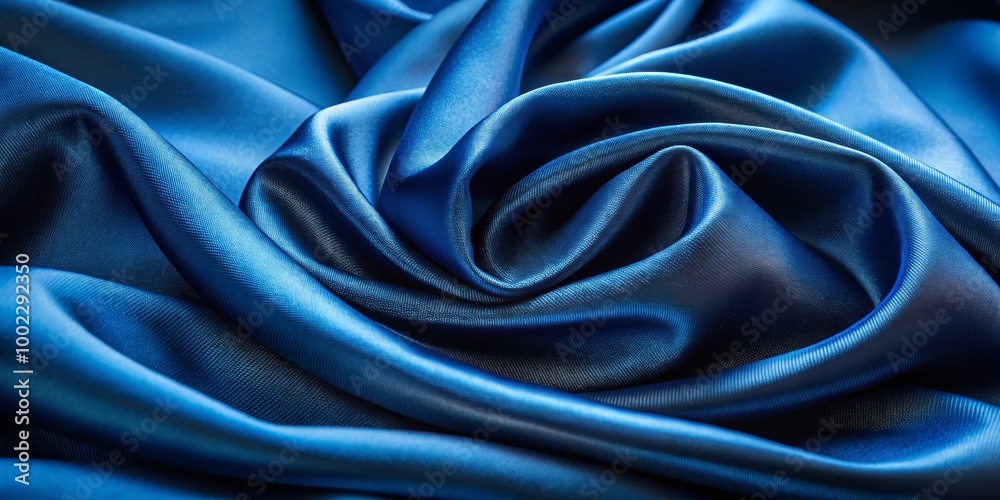 Blue Satin Fabric Draped in Abstract Swirls - A Textured and Smooth Surface of Luxury - Close-up Macro Photography Blue Satin Fabric Draped in Abstract Swirls - A Textured and Smooth Surface of Luxury - Close-up Macro Photography