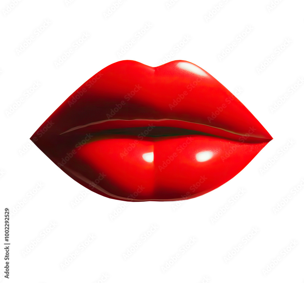 Red lips isolated on white background, minimalism. luxury make up