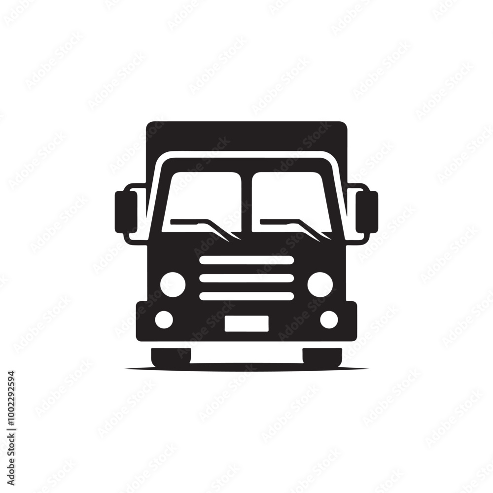 Bold Semi Truck Front View Silhouette: A Modern Black Design Perfect for Transport Graphics, Logistics Branding, and Automotive Illustrative Needs in Creative Projects Bold Semi Truck Front View Silhouette: A Modern Black Design Perfect for Transport Graphics, Logistics Branding, and Automotive Illustrative Needs in Creative Projects