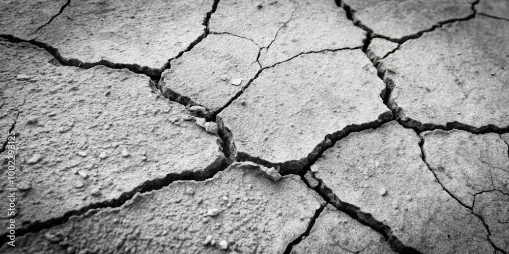 Fototapeta premium Cracked Earth A Close-up of Nature's Scars in Black and White