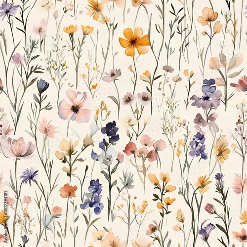 seamless pattern with wildflowers