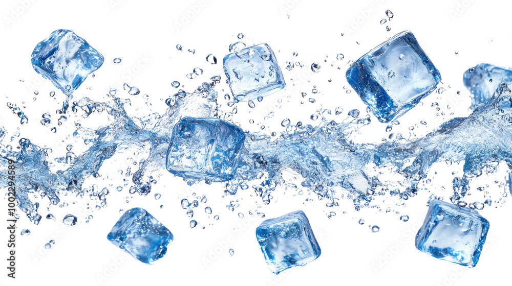ice cubes in water isolated on white background ice cubes in water isolated on white background