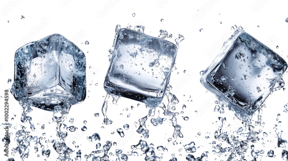 ice cubes in water isolated on white background ice cubes in water isolated on white background