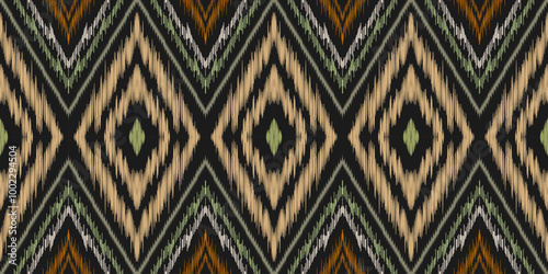 Ethnic ikat seamless pattern.beautiful pattern. folk embroidery,bohemian style,aztec geometric art print.ethnic ikat abstract art.Seamless fabric. Ikat design for fabric, carpet, wallpaper, clothing.	