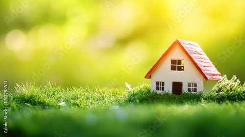 Wallpaper Mural Small house on green grass under bright sunlight Torontodigital.ca