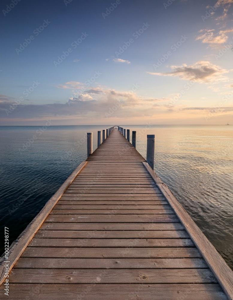Naklejka premium Wooden pier leading out to sea