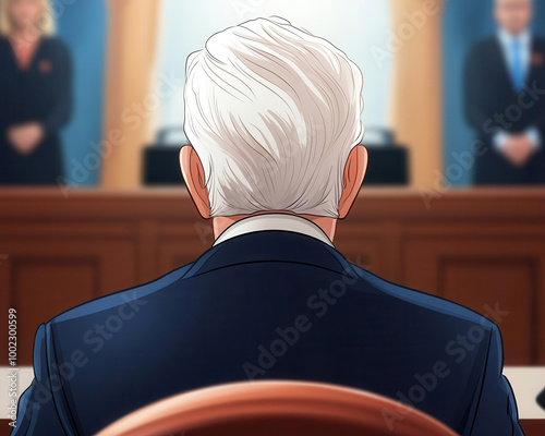 A courtroom sketch of an advocate defending a client's constitutional rights, constitutional law, legal defense photo