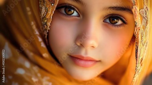 Beautiful Asian Muslim girl in hijab standing looking at camera