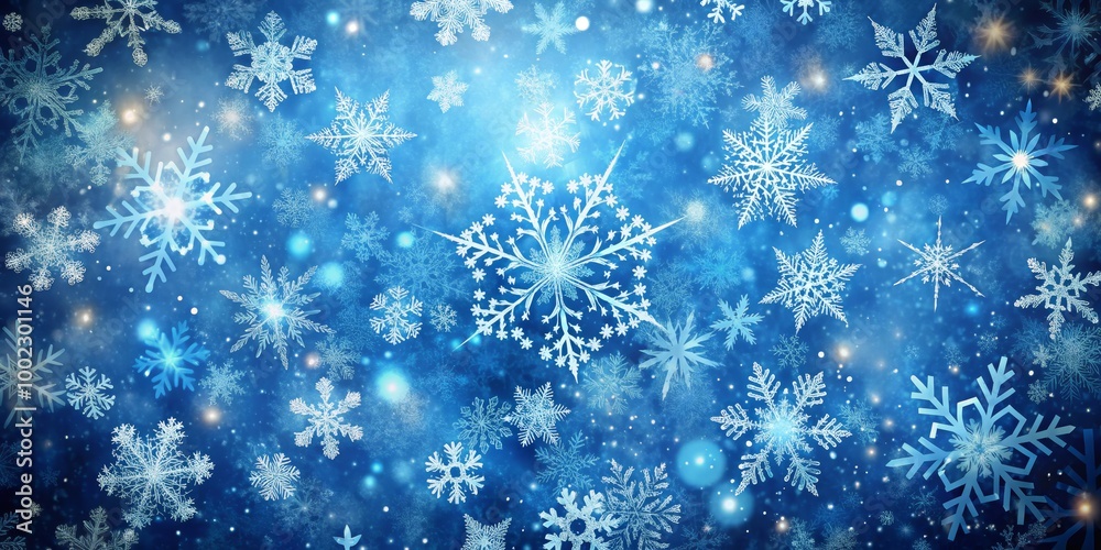 Winter Wonderland A Blue Canvas of Delicate Snowflakes and Sparkling Lights Winter Wonderland A Blue Canvas of Delicate Snowflakes and Sparkling Lights