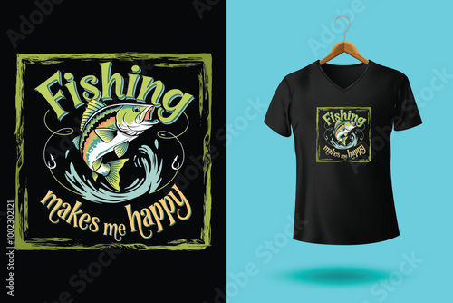 fishing t shirt design by Illustrator.