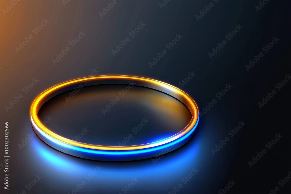 Fototapeta premium Stock image of a blue and yellow abstract circular interface.