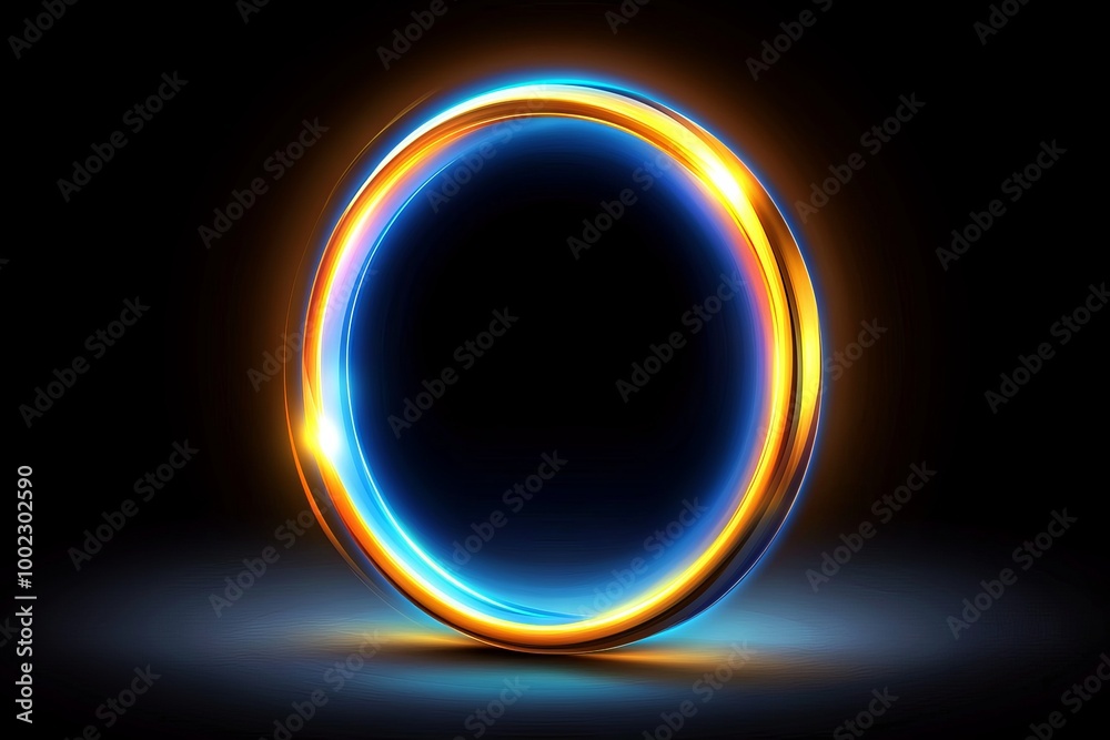 A circular abstract interface background made of blue and yellow colors. A circular abstract interface background made of blue and yellow colors.