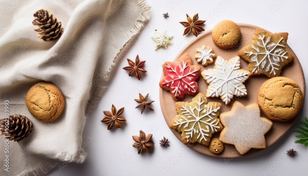 Christmas cookies on a light background with space for text Christmas cookies on a light background with space for text