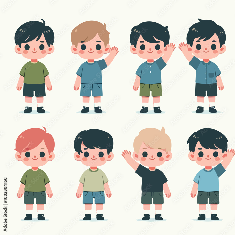 flat collection of boy character illustrations flat collection of boy character illustrations
