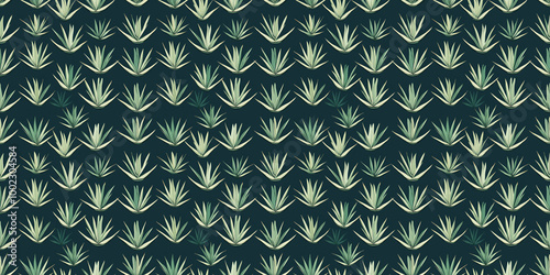 Agave pattern with stylized, desert-inspired motifs. Background seamless pattern.