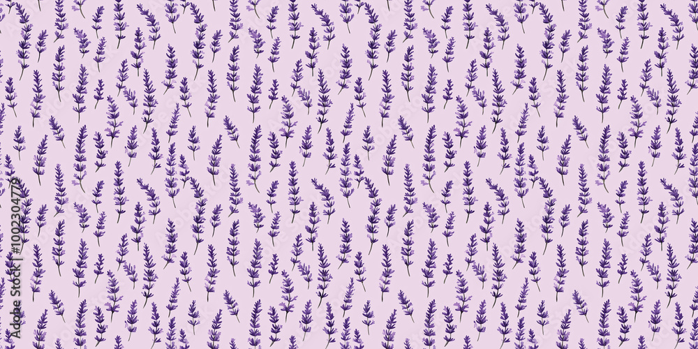 Lavender pattern with calming, floral-themed designs. Background seamless pattern.
